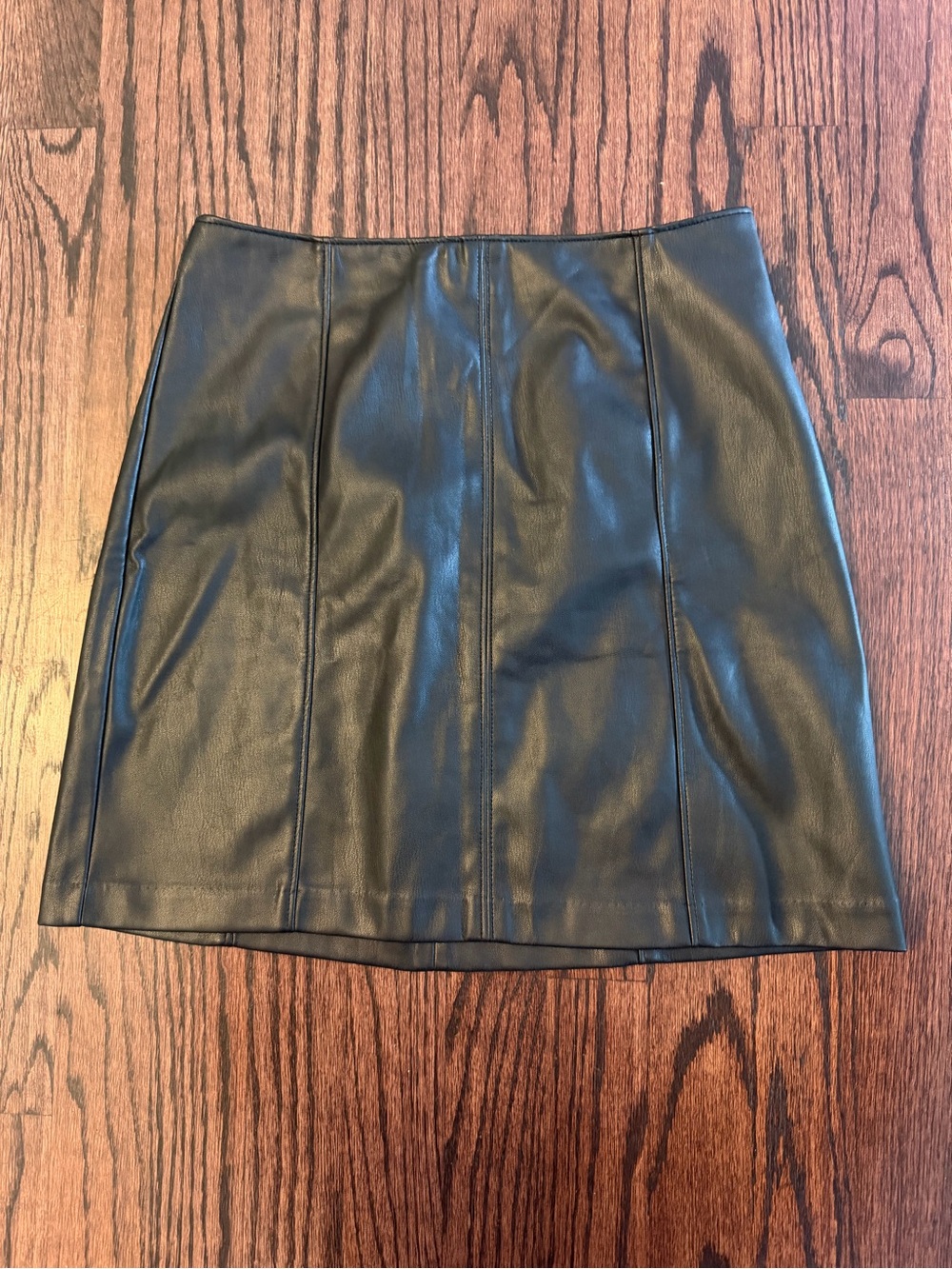 Abercrombie & Fitch Black Faux Leather Panel A-Line Mini Skirt